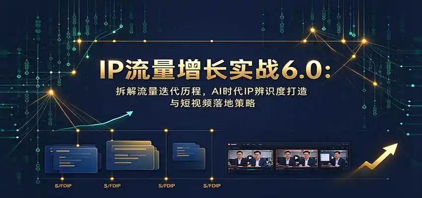 IP流量增长实战6.0:拆解流量迭代历程,AI时代IP辨识度打造与短视频落地策略-豌豆轻创