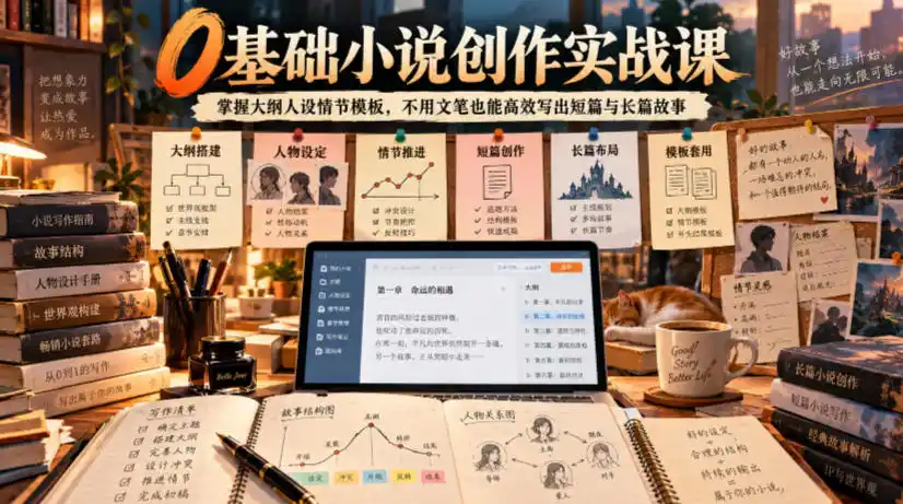 0基础小说创作实战课｜掌握大纲人设情节模板，不用文笔也能高效写出短篇与长篇故事-豌豆轻创