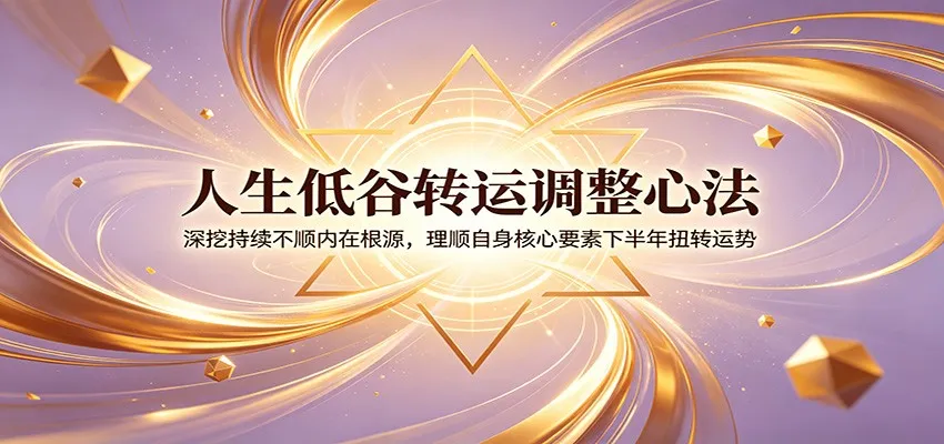 人生低谷转运调整心法：深挖持续不顺内在根源，理顺自身核心要素下半年扭转运势-豌豆轻创
