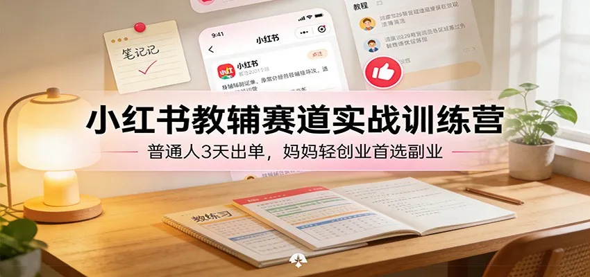 小红书教辅赛道实战训练营：普通人3天出单，妈妈轻创业首选副业-轻创