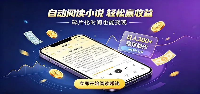 挂机看小说，全程自动运行不费精力，每日稳定赚三百-豌豆轻创