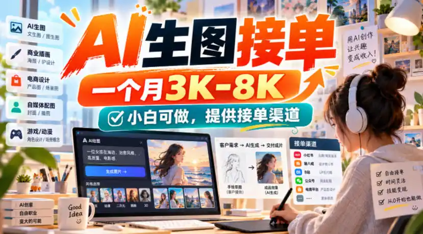 AI生图接单，一个月3K-8K，小白可做，提供接单渠道-豌豆轻创
