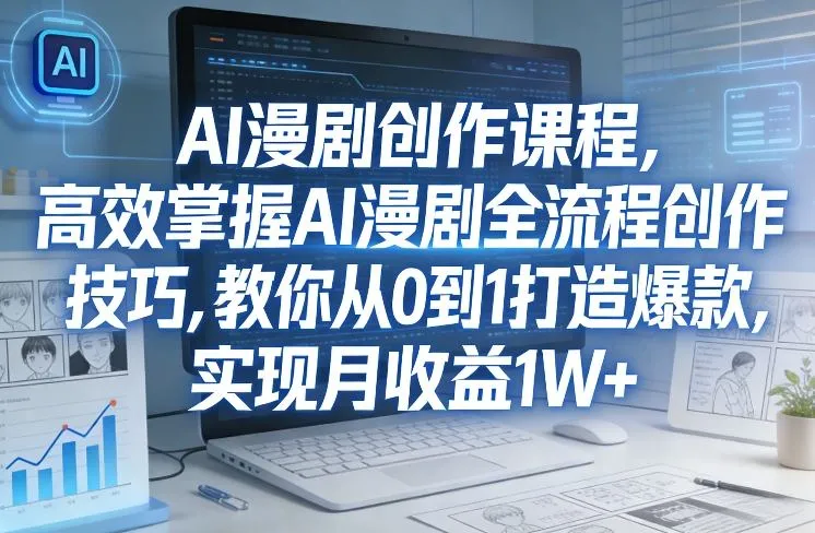 某社群AI漫剧创作课程，高效掌握AI漫剧全流程创作技巧，教你从0到1打造爆款，实现月收益1W+-豌豆轻创