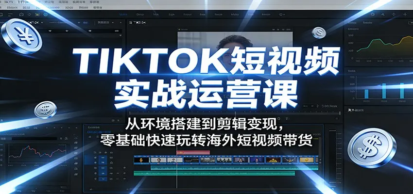 TIKTOK短视频实战运营课：从环境搭建到剪辑变现，零基础快速玩转海外短视频带货-豌豆轻创