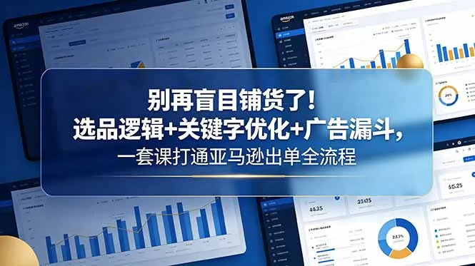 别再盲目铺货了！选品逻辑+关键字优化+广告漏斗，一套课打通亚马逊出单全流程-豌豆轻创