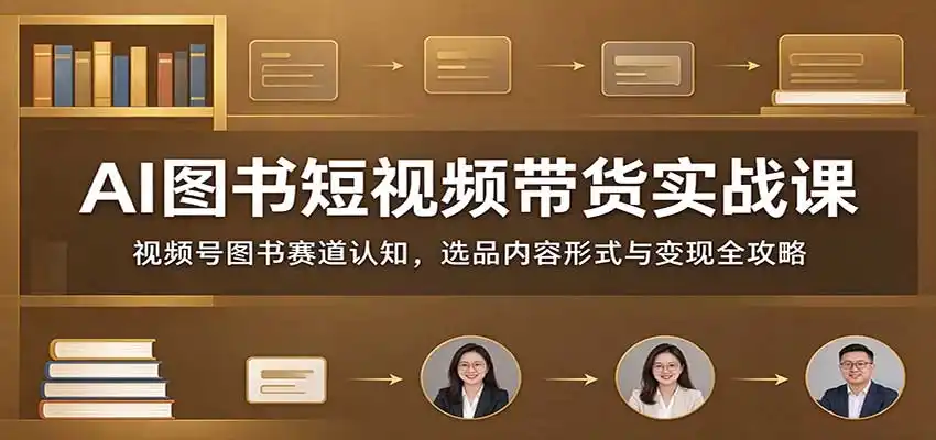 AI图书短视频带货实战课：视频号图书赛道认知，选品内容形式与变现全攻略-豌豆轻创