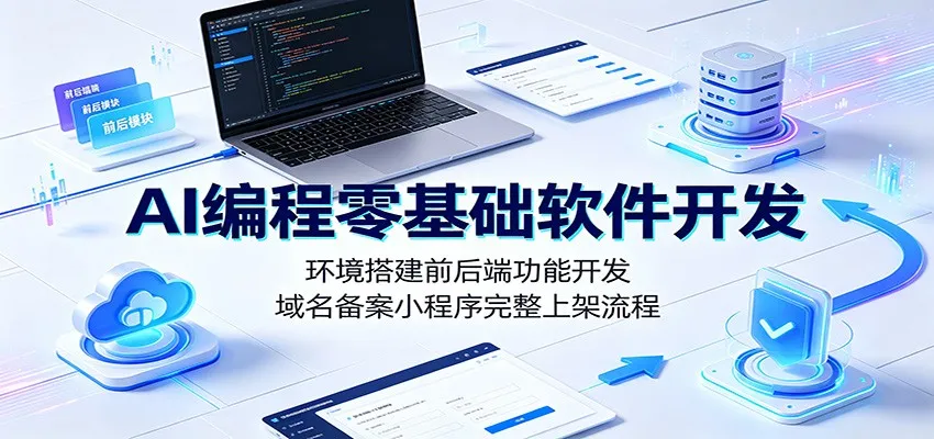 AI编程零基础软件开发：环境搭建前后端功能开发，域名备案小程序完整上架流程-豌豆轻创