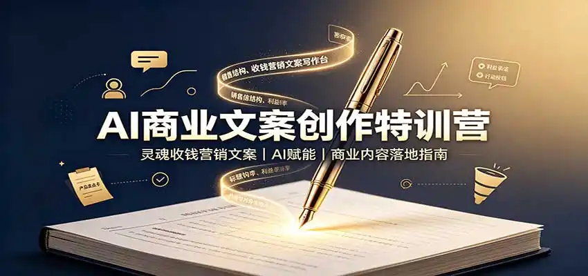 AI商业文案创作特训营:灵魂收钱营销文案,AI赋能,商业内容落地指南-豌豆轻创