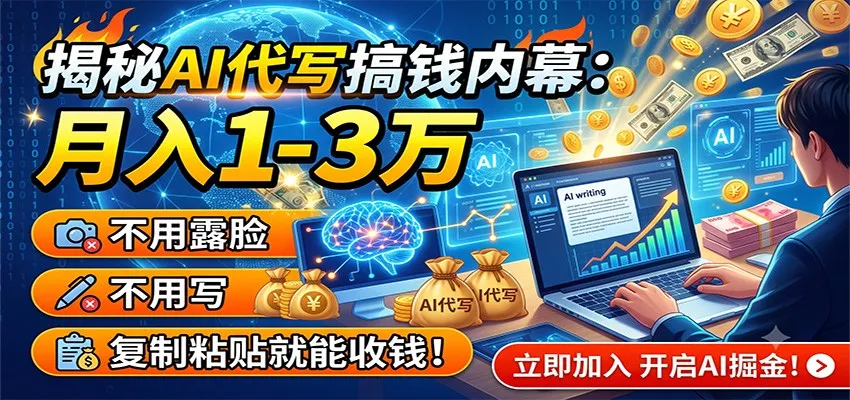 揭秘AI代写搞钱内幕：月入1-3万，不用露脸不用写，复制粘贴就能收钱！-豌豆轻创