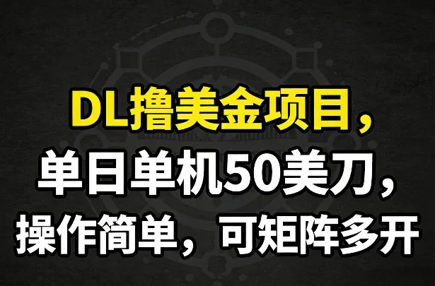 DL撸美金项目,单日单机50美刀,操作简单,可矩阵多开