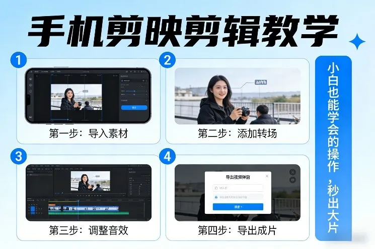 手机剪映剪辑教学，小白也能学会的操作，秒出大片-轻创