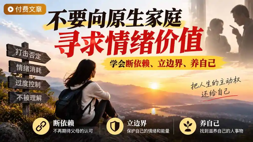付费文章：不要向原生家庭寻求情绪价值，学会断依赖、立边界、养自己-豌豆轻创