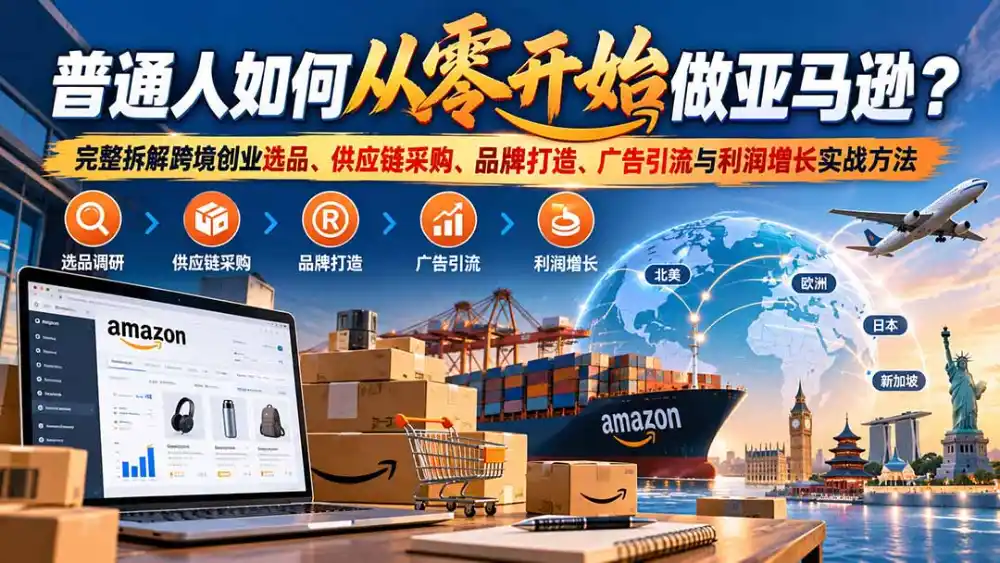 普通人如何从零开始做亚马逊？完整拆解跨境创业选品、供应链采购、品牌打造、广告引流与利润增长实战方法-豌豆轻创