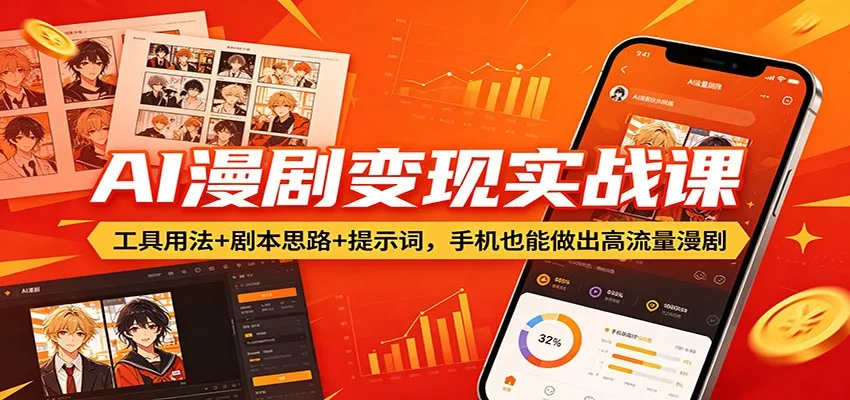 AI漫剧变现实战课：工具用法+剧本思路+提示词，手机也能做出高流量漫剧-豌豆轻创