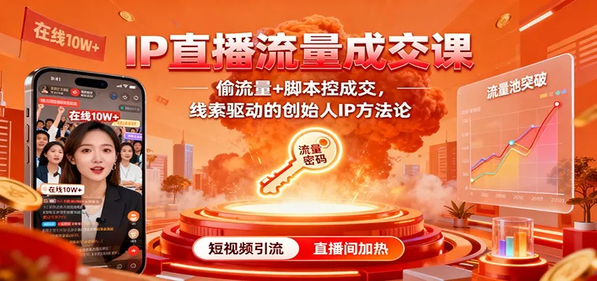 IP直播流量成交课：偷流量+脚本控成交，线索驱动的创始人IP方法论-轻创