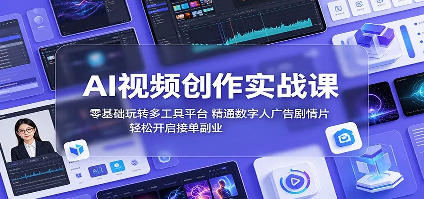 AI视频创作实战课：零基础玩转多工具平台，精通数字人广告、剧情片，轻松开启接单副业-豌豆轻创