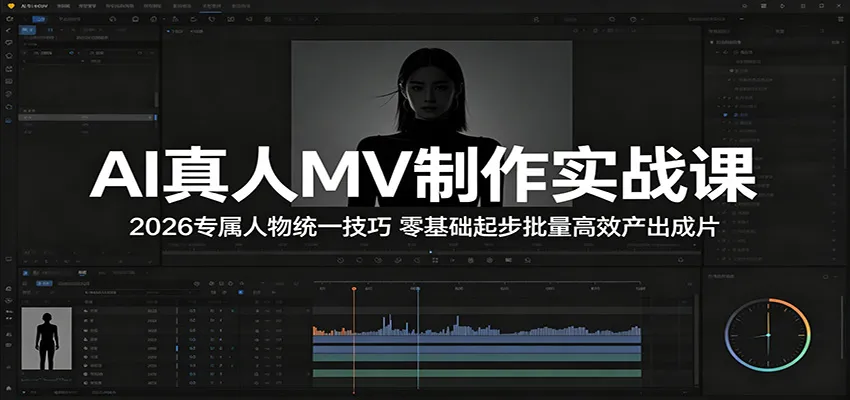 AI真人MV制作实战课：2026专属人物统一技巧，零基础起步批量高效产出成片-豌豆轻创