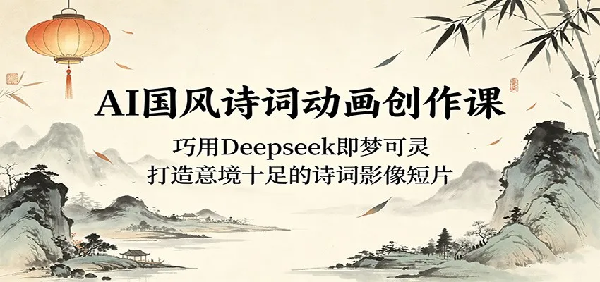 AI国风诗词动画创作课：巧用Deepseek即梦可灵，打造意境十足的诗词影像短片-豌豆轻创
