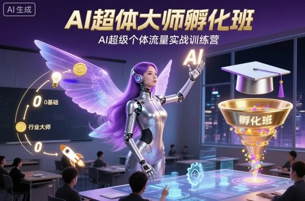 AI超体大师孵化班，AI超级个体流量实战训练营-轻创