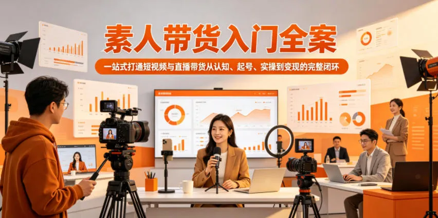 素人带货入门全案，一站式打通短视频与直播带货从认知、起号、实操到变现的完整闭环-豌豆轻创