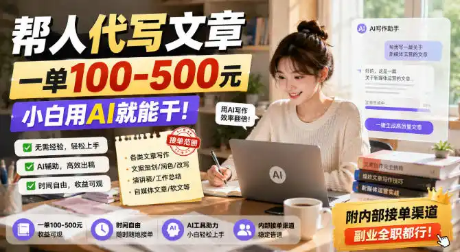 帮人代写文章，一单100-500，小白用AI就能干，附内部接单渠道，副业全职都行【揭秘】-豌豆轻创
