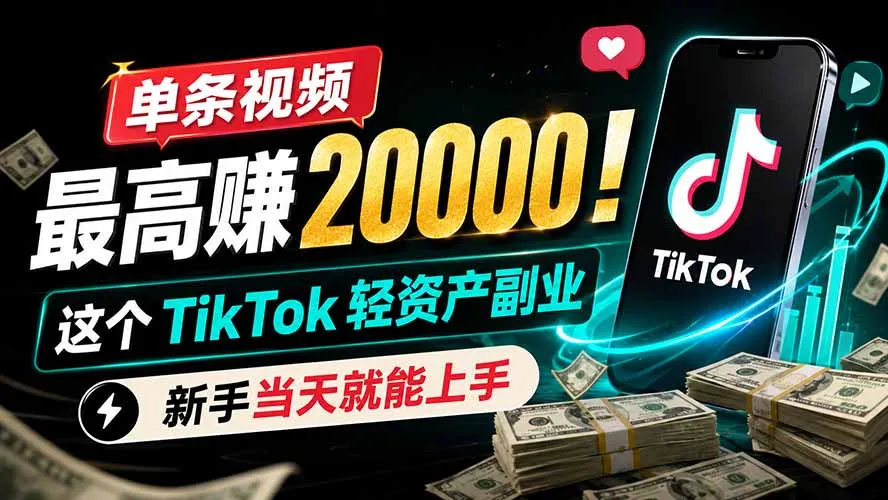 单条视频最高赚 20000!这个 TikTok 轻资产副业,新手当天就能上手-豌豆轻创