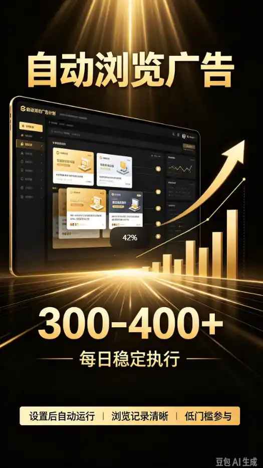 自动浏览广告计划,0门槛副业,日入300-400,躺賺稳定风口项目,无需人工操作,解放双手【揭秘】