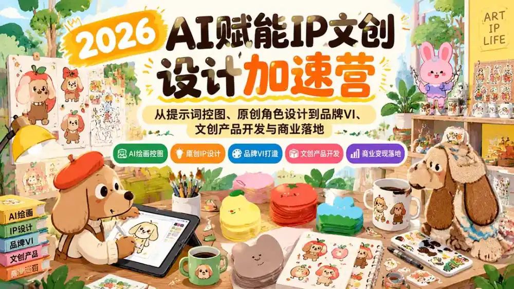 2026AI赋能IP文创设计加速营:从提示词控图、原创角色设计到品牌VI、文创产品开发与商业落地-豌豆轻创
