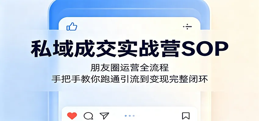 私域成交实战营SOP：朋友圈运营全流程，手把手教你跑通引流到变现完整闭环-豌豆轻创