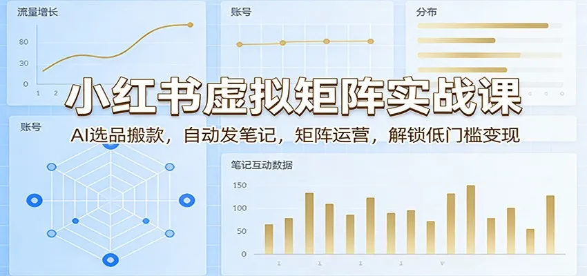 小红书虚拟矩阵实战课：AI选品搬款，自动发笔记，矩阵运营，解锁低门槛变现-豌豆轻创