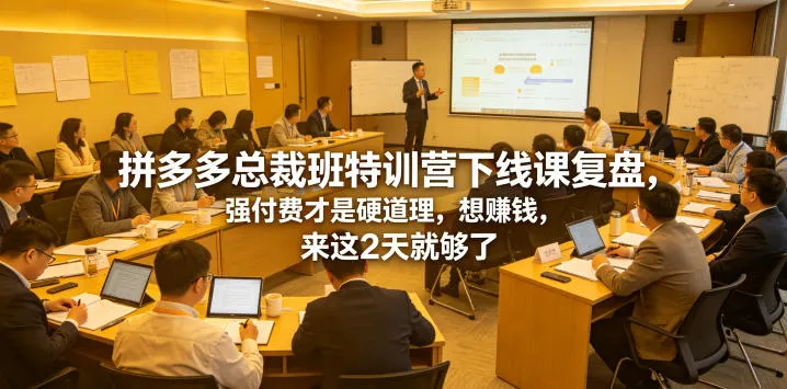 拼多多总裁班特训营下线课复盘，强付费才是硬道理，想賺钱，来这2天就够了-豌豆轻创
