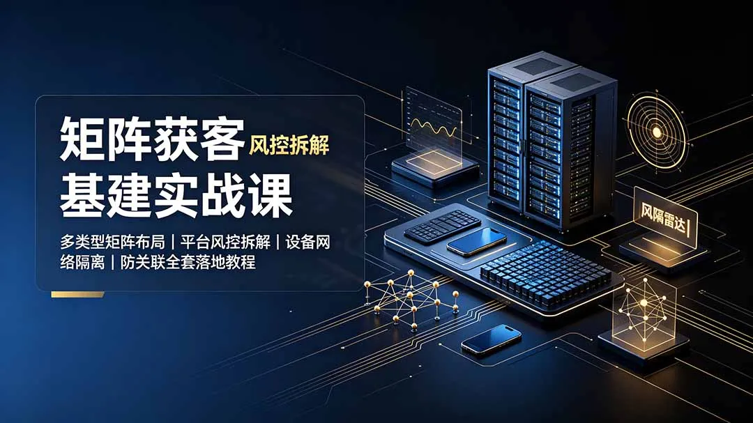 矩阵获客基建实战课：多类型矩阵布局｜平台风控拆解｜设备网络隔离｜防关联全套落地教程-豌豆轻创