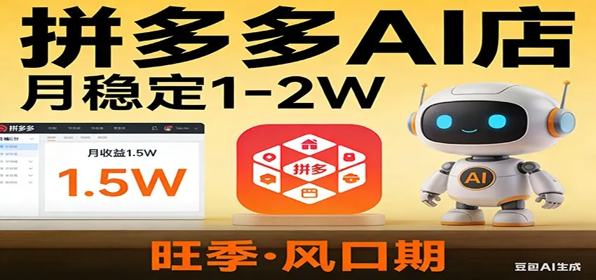 开一家拼多多AI店，月稳定1-2W，目前旺季，风口期！-豌豆轻创