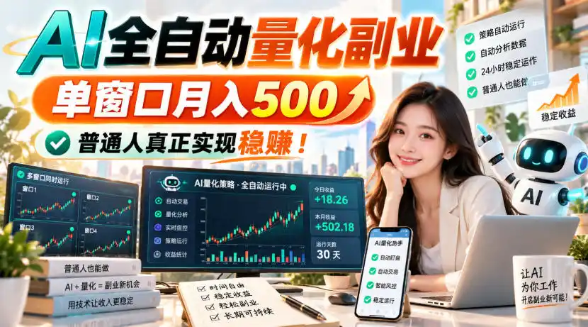 AI全自动量化副业，单窗口月入500，普通人真正实现稳賺！【揭秘】-豌豆轻创