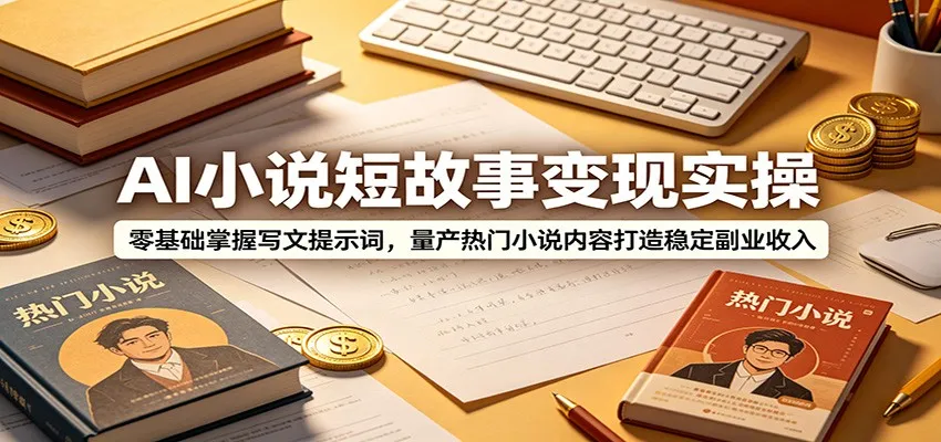 AI小说短故事变现实操：零基础掌握写文提示词，量产热门小说内容打造稳定副业收入-豌豆轻创