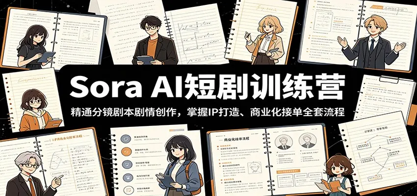 Sora AI短剧训练营：精通分镜剧本剧情创作，掌握IP打造、商业化接单全套流程-豌豆轻创
