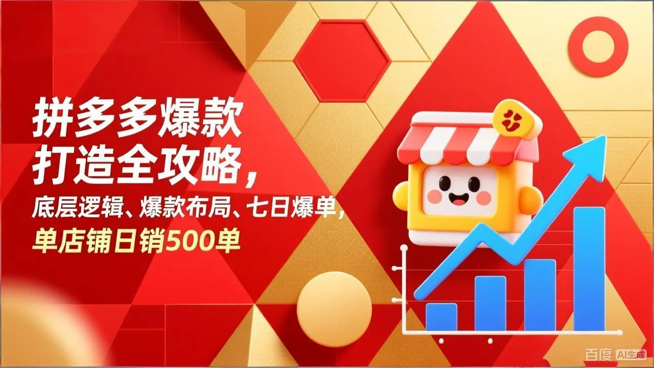 拼多多爆款打造全攻略，底层逻辑、爆款布局、七日爆单，单店铺日销500单-轻创