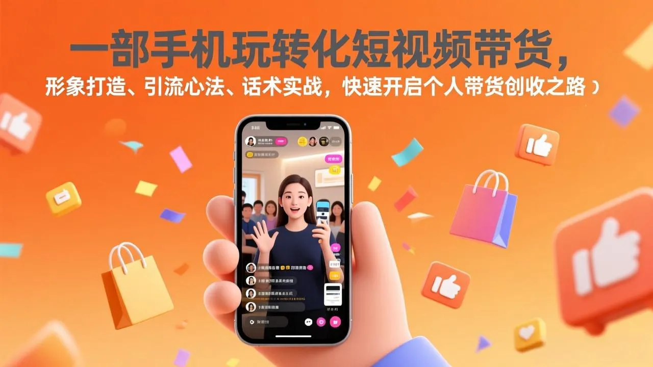 一部手机玩转化短视频带货，形象打造、引流心法、话术实战，快速开启个人带货创收之路-轻创
