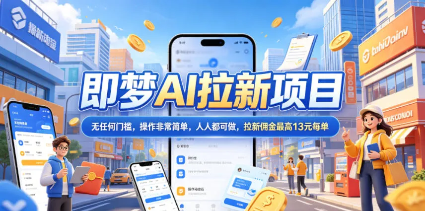 2026年即梦AI拉新项目最新玩法，无任何门槛，操作非常简单，人人都可做，拉新佣金最高13元每单-豌豆轻创