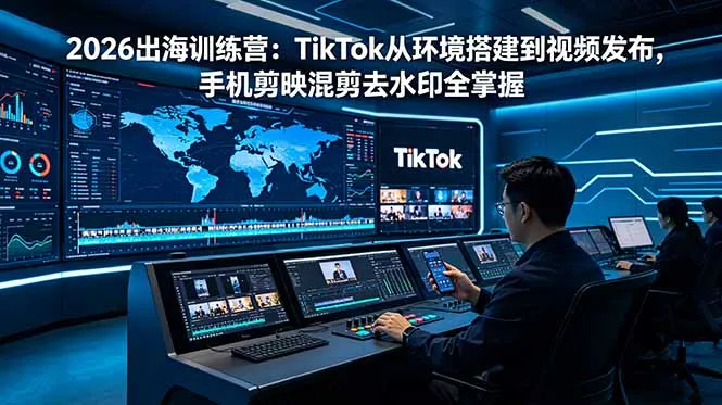 2026出海训练营：TikTok从环境搭建到视频发布，手机剪映混剪去水印全掌握-豌豆轻创