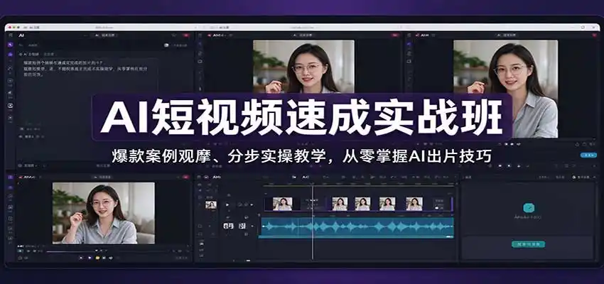 AI短视频速成实战班:爆款案例观摩、分步实操教学,从零掌握AI出片技巧-豌豆轻创