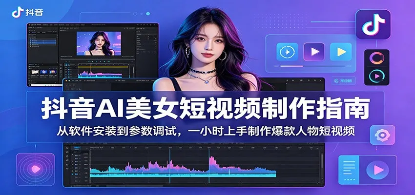 抖音AI美女短视频制作指南：从软件安装到参数调试，一小时上手制作爆款人物短视频-豌豆轻创