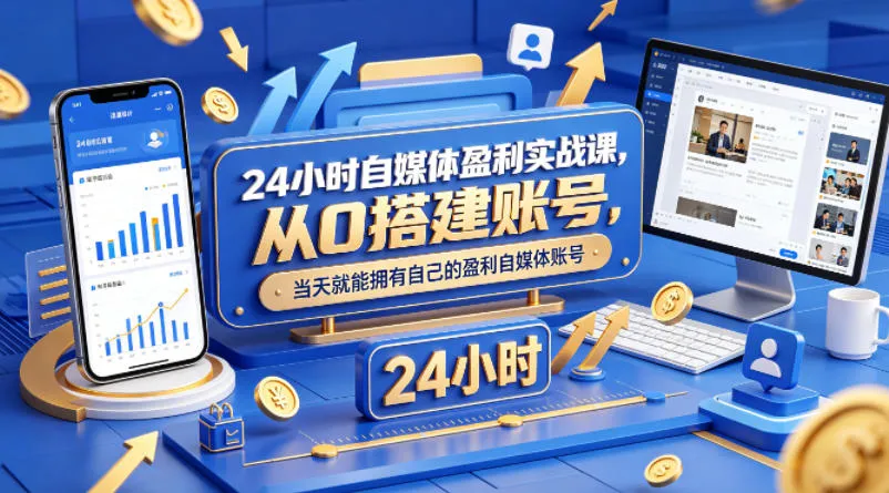 24小时自媒体盈利实战课，从0搭建账号，当天就能拥有自己的盈利自媒体账号-豌豆轻创