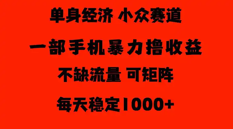 26年暴力单身经济，稳定日入500-1k，不缺流量，流量极大，冷门小众赛道，门槛低小白轻松上手【揭秘】-豌豆轻创