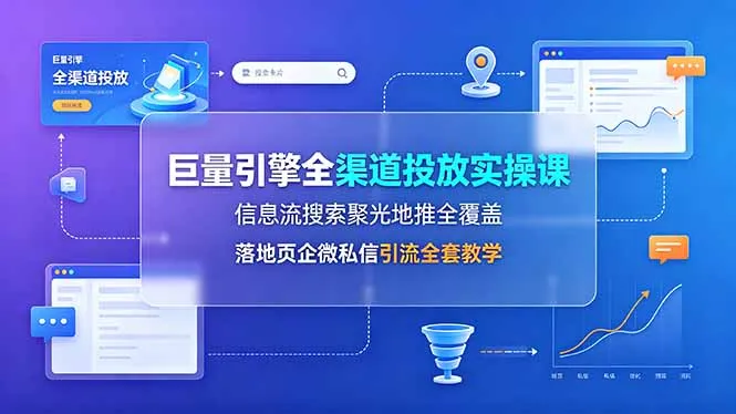 巨量引擎全渠道投放实操课，信息流搜索聚光地推全覆盖，落地页企微私信引流全套教学-豌豆轻创