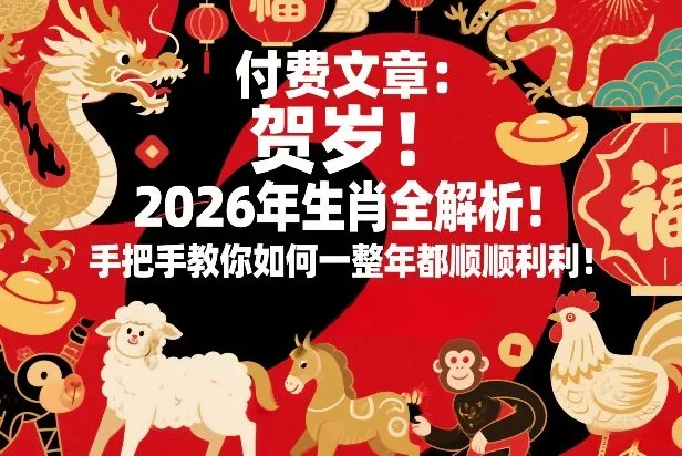 付费文章：贺岁！2026年生肖全解析！手把手教你如何一整年都顺顺利利！-轻创