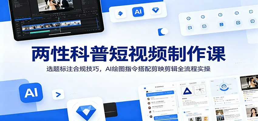 两性科普短视频制作课：选题标注合规技巧，AI绘图指令搭配剪映剪辑全流程实操-豌豆轻创