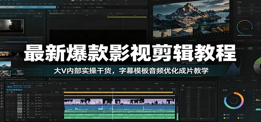最新爆款影视剪辑教程：大V内部实操干货，字幕模板音频优化成片教学-豌豆轻创