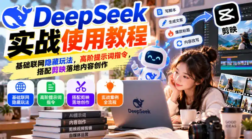 DeepSeek实战使用教程｜基础联网隐藏玩法，高阶提示词指令，搭配剪映落地内容创作-豌豆轻创