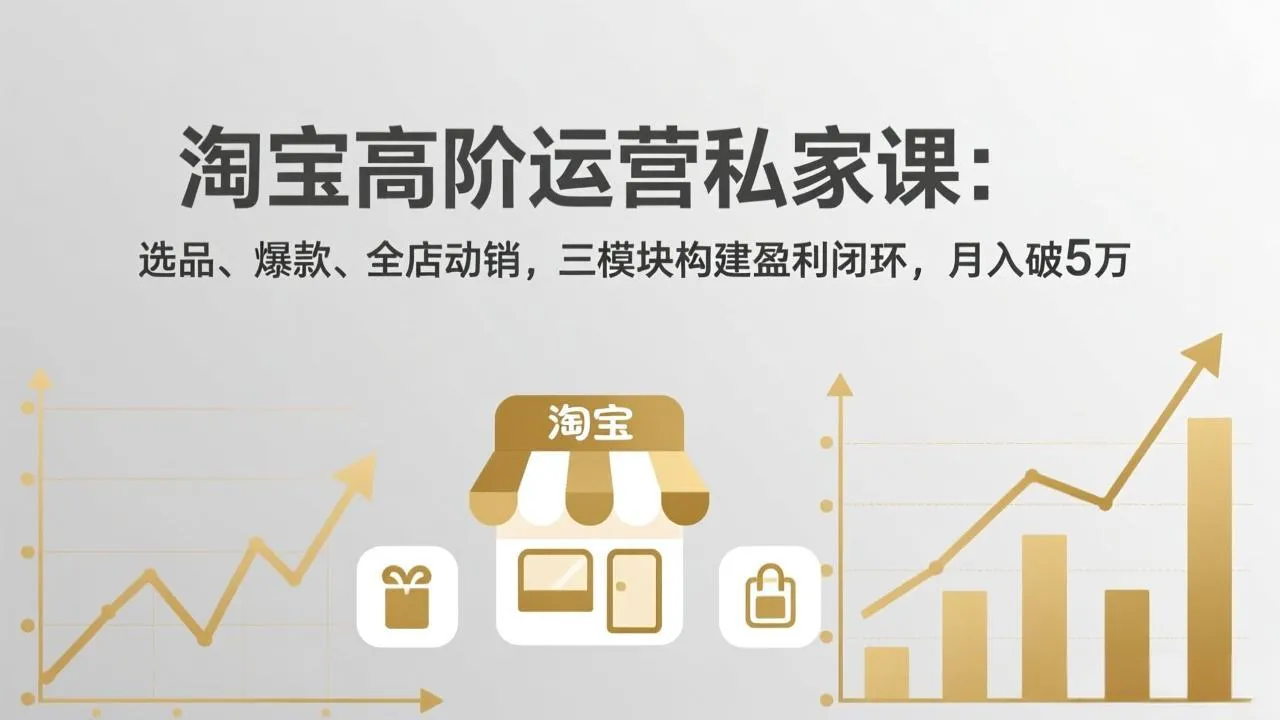 淘宝高阶运营私家课：选品、爆款、全店动销，三模块构建盈利闭环，月入破5万(更新26年2月-轻创